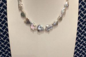 13 – 20mm Keshi freshwater pearl necklace(43.5cm) strung with 925 sterling silver magnet clasp – R2,900.00