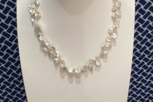 9.5 – 11mm Keshi freshwater pearl necklace(44.5cm) strung with magnet clasp – R1,500.00